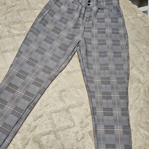 Stylish Gray Plaid Womans Pants